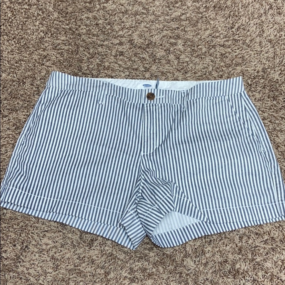 NWOT Blue and white striped canvas shorts